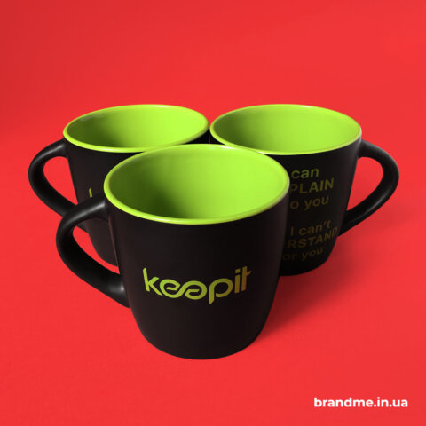 Черные корпоративные чашки с матовым покрытием для 