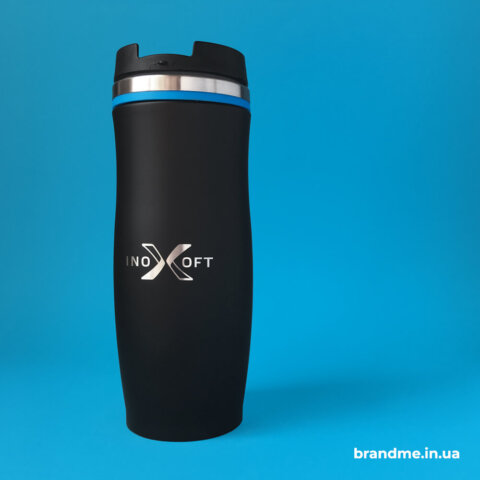 Черные матовые термочашки с логотипом для 
