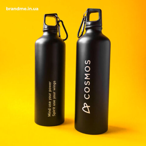 Черная матовая бутылка с гравировкой для COSMOS Prefab