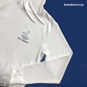 Сніжно-білий худі з вишивкою та нанесенням логотипу для компанії 