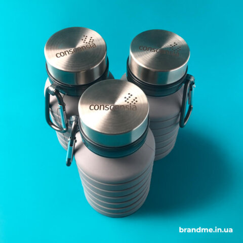 Силиконовая бутылка для воды с гравировкой логотипа на крышке для 