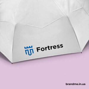 Белый зонтик с нанесением логотипа в несколько цветов для Fortless