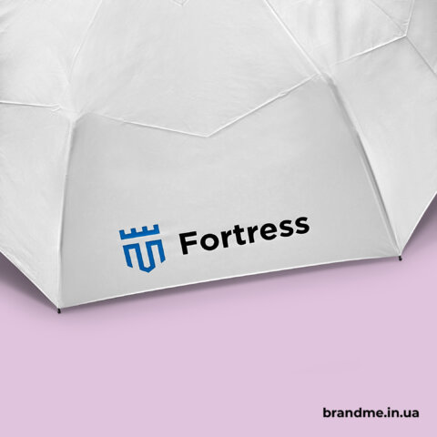 Біла парасолька з нанесенням логотипу в кілька кольорів для Fortless