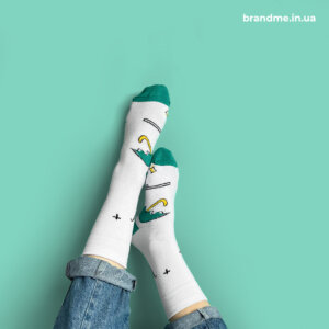 Хлопковые носки в корпоративных цветах компании DentArt