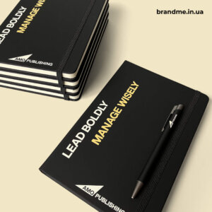 Черные брендированные блокноты с надписью