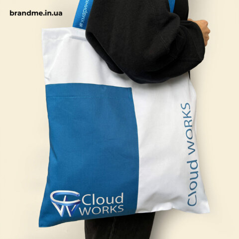 Брендований шопер індивідуального пошиву з логотипом Cloud Works