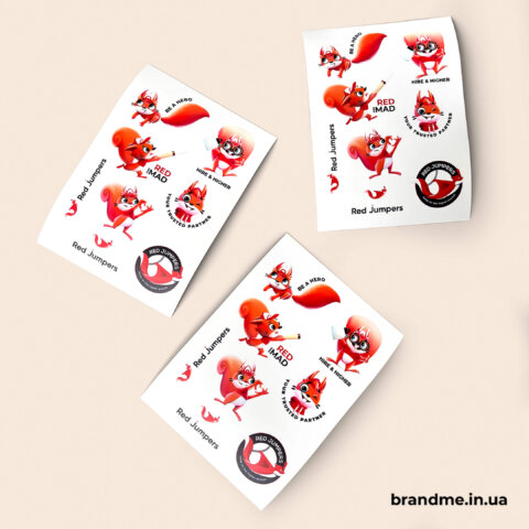 Стикерпак Red Jumpers с корпоративными иллюстрациями и логотипом