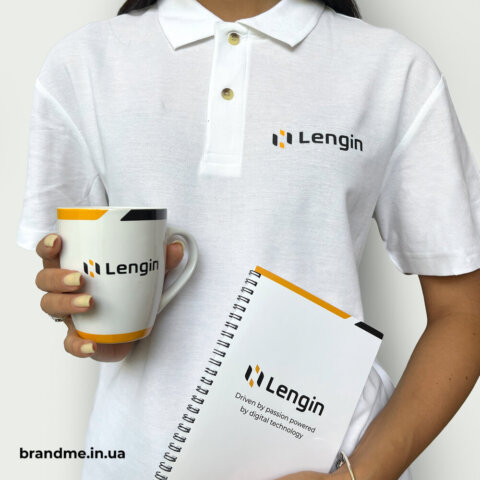 Брендована чашка, блокнот та поло Lengin у фірмовому поло