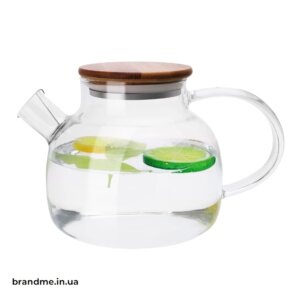 Заварочный чайник из боросиликатного стекла 1000 мл — стиль и практичность Стеклянный чайник объемом 1 литр с бамбуковой крышкой и фильтром изготовлен из термостойкого стекла
