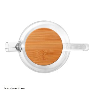 Заварочный чайник из боросиликатного стекла 1000 мл — стиль и практичность Стеклянный чайник объемом 1 литр с бамбуковой крышкой и фильтром изготовлен из термостойкого стекла