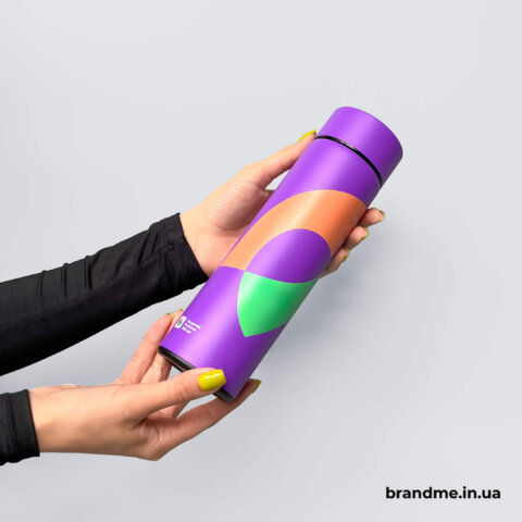 Термос з повноколовим яскравим друком, виконаним у Brandme