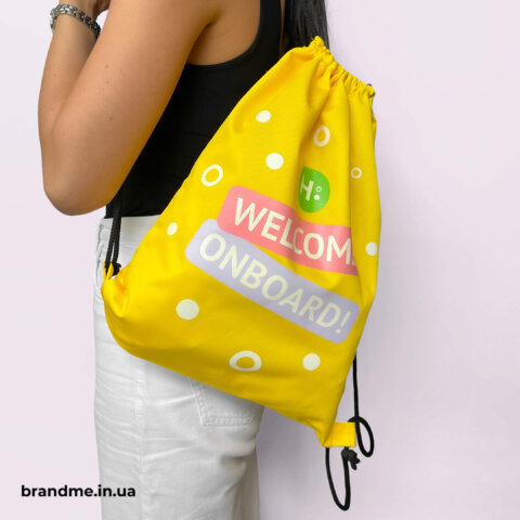 Жовта сумка-рюкзак з унікальним welcome-друком