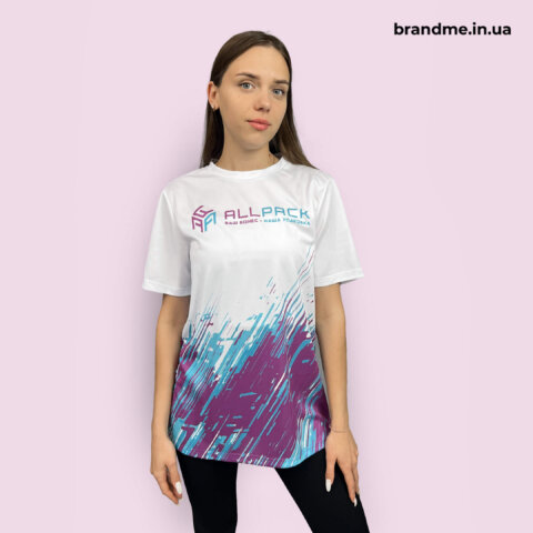 Друк на футболках для ALLPACK з логотипом і повноколірним брендовим дизайном