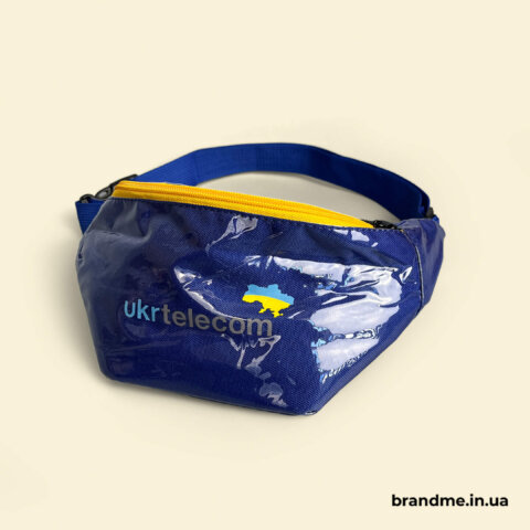 Бананка з логотипом Ukrtelecom у синьо-жовтих кольорах з індивідуальним брендуванням