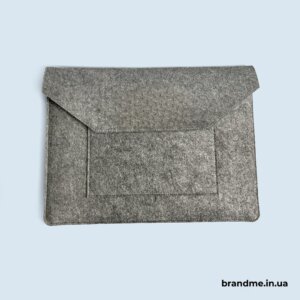 Чохол для ноутбука з фетру для брендування, сірий корпоративний кейс