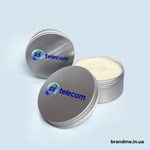 Ароматична свічка 23 telecom у металевій баночці з брендованою кришкою