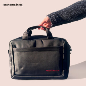 Чорна сумка для ноутбука з логотипом Моршинська