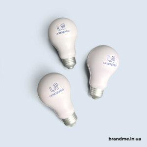 Антистрес у вигляді лампочки з логотипом UKRENERGO